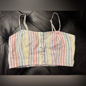 Spaghetti Strap- Striped Pastel Crop Top